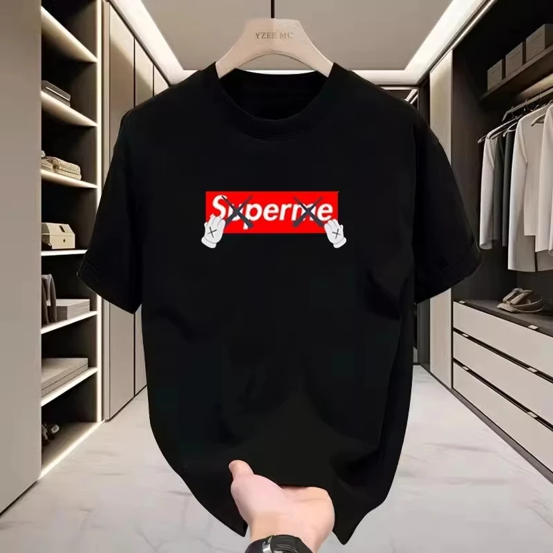 2026 Letter Logo Graphic T Shirt Trendy Street Hip Hop Casual Cotton Short Sleeve Parent-Child T-shirt Fashion Black Streetwear