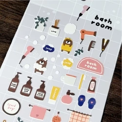 Pegatinas de papel de la sala de baño del oso BONITO Original de importación coreana, álbum de recortes, diario Diy, diario, papelería, pegatina, lindo regalo de decoración