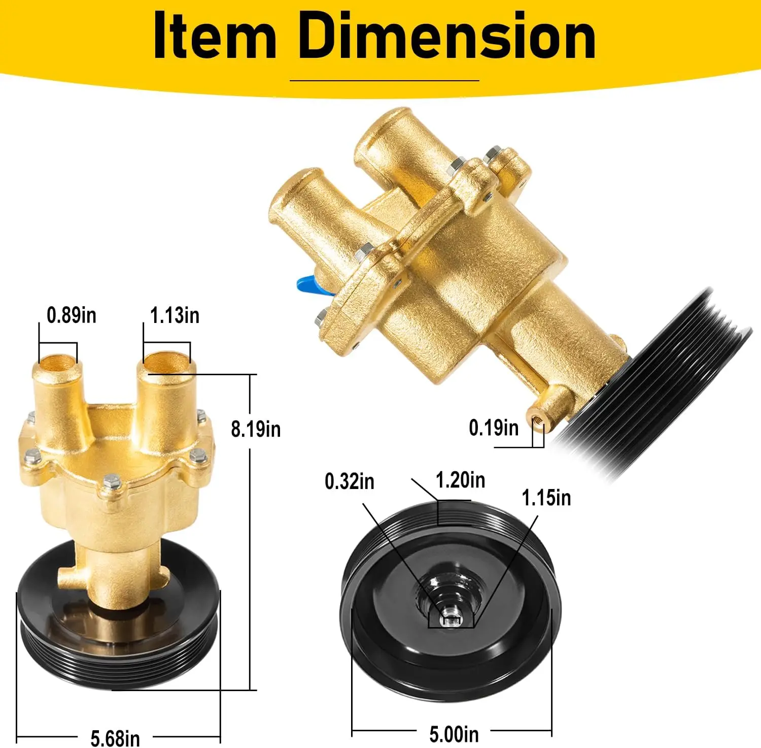 Messing Ruwe Zeewaterpomp Kit Voor Kwik Mercruiser Kwikzilver 4.3, 5.0, 5.7, 6.2 Vervangen #8m0139995, 8m0137216, 46-862914t10