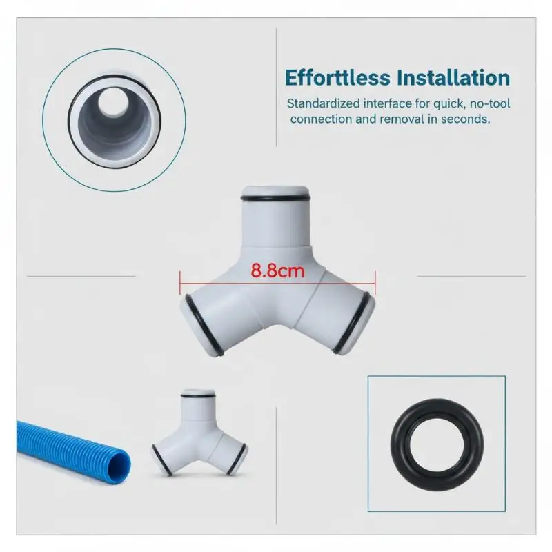 1PCS Gray Pool Hose Adapter 32mm Three-Way ABS Connector For For Intex Pool Equipment Hose Connection And Flow Management