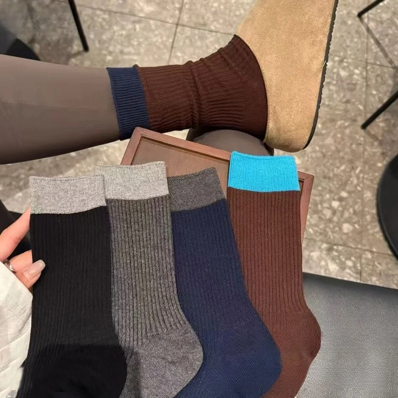 

7 Pairs Women's Vintage Cotton Mid-Calf Socks Fall Winter Grip Short Socks Ladies School Socks Adults High Quality Wholesale