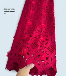 Beaded Handcut African Lace 3D Textured Swiss Fabric With Appliques Fashionable Nigerian Garment for Ceremony