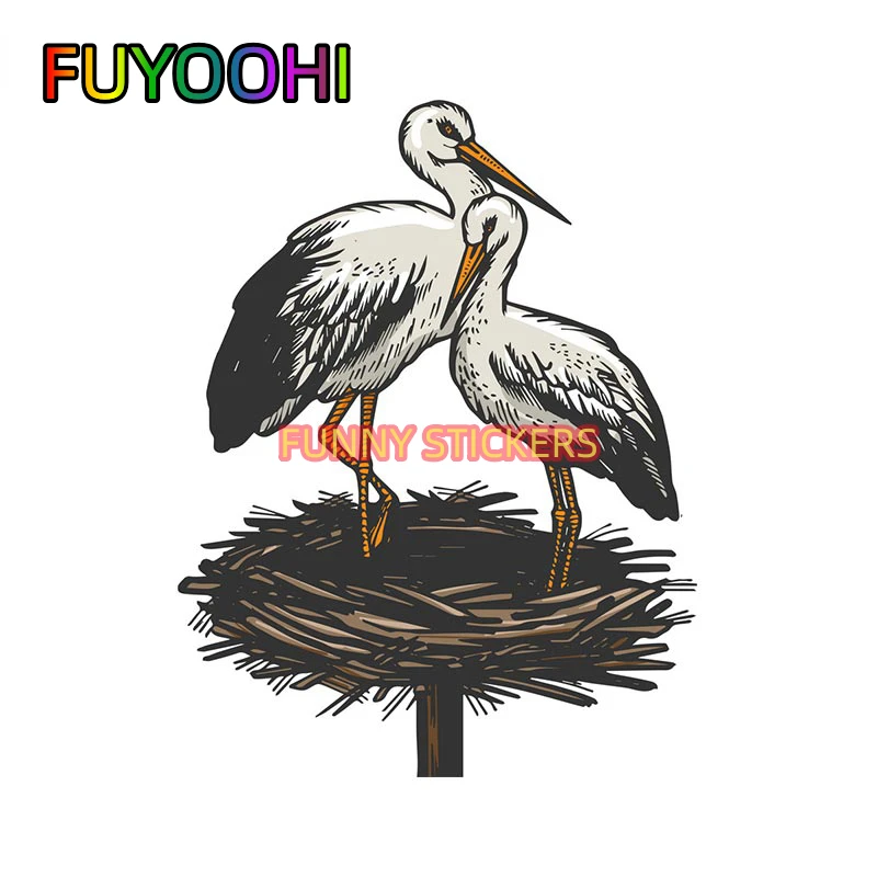 FUYOOHI Stork In Nest Animal Wall Sticker Decorations Living Room Decals Children\'s Bedroom Decoration Bathroom Decal Mural Art