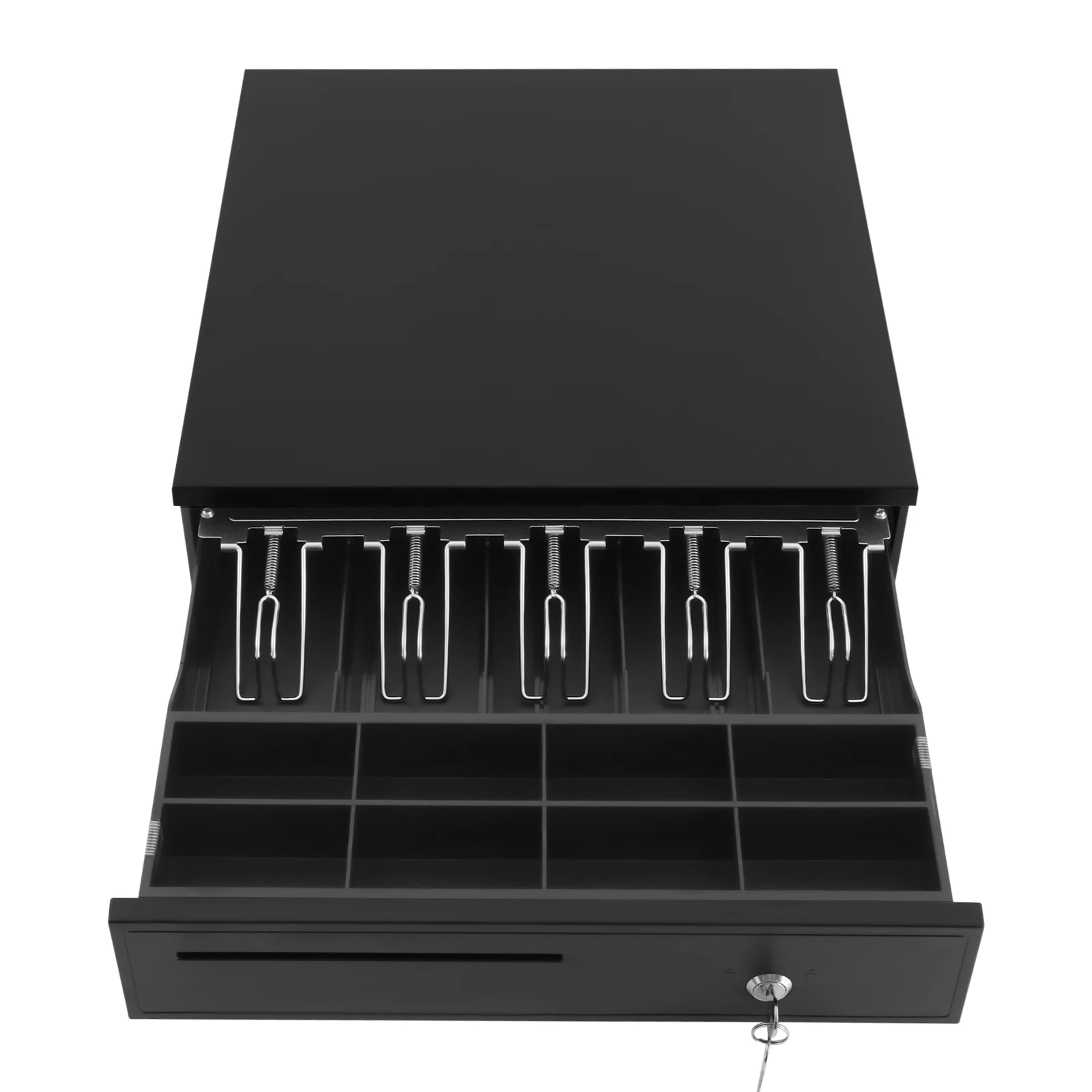 Black Eight Grid Cash Box 405 Cash Register Drawer Cash Register Drawer With 3-Position Lock For Hotels Supermarkets Hospital