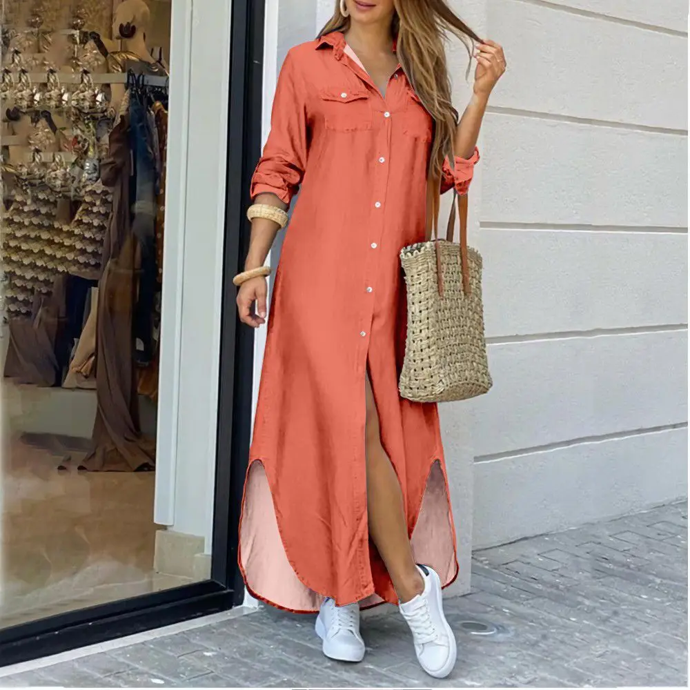 

2024 summer new temperament elegant long-sleeved dress fashion long skirt