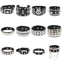 Donna uomo Punk Square bracciale personalità PU Leather due file Spikes Square Stud bracciali Bangle Jewelry Gift