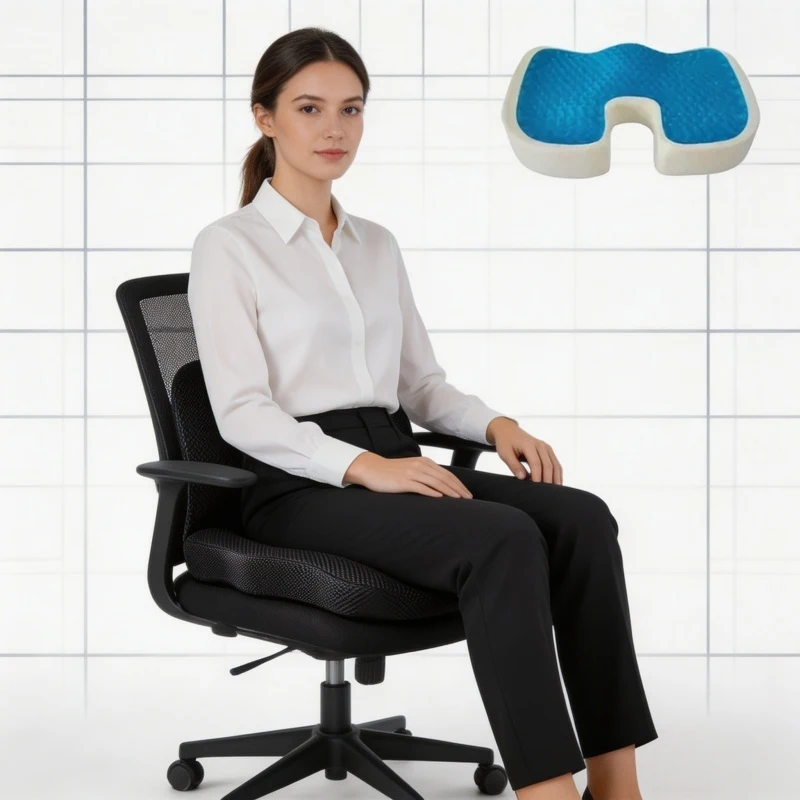 Cojín de Asiento para Hemorroides, Espuma Viscoelástica, Ergonómico, para Silla de Oficina, para Mayor Comodidad al Sentarse por Tiempo Prolongado, para Estudiantes, Uso en el Hogar y la Oficina