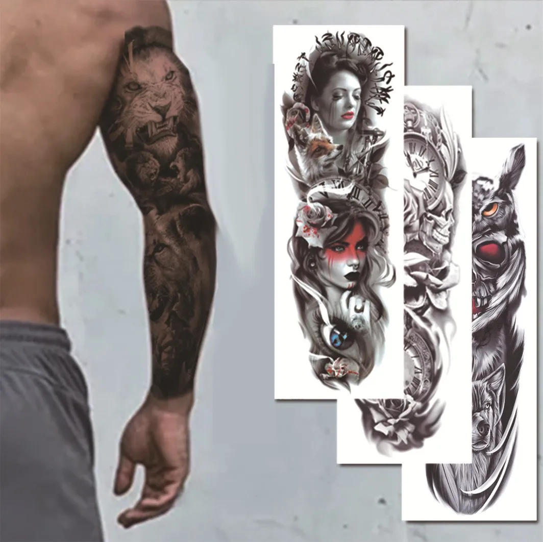 

Waterproof Temporary Tattoo Sticker Totem Geometric Full Arm Large Size Sleeve Tatoo Fake tatto flash tattoos for men women