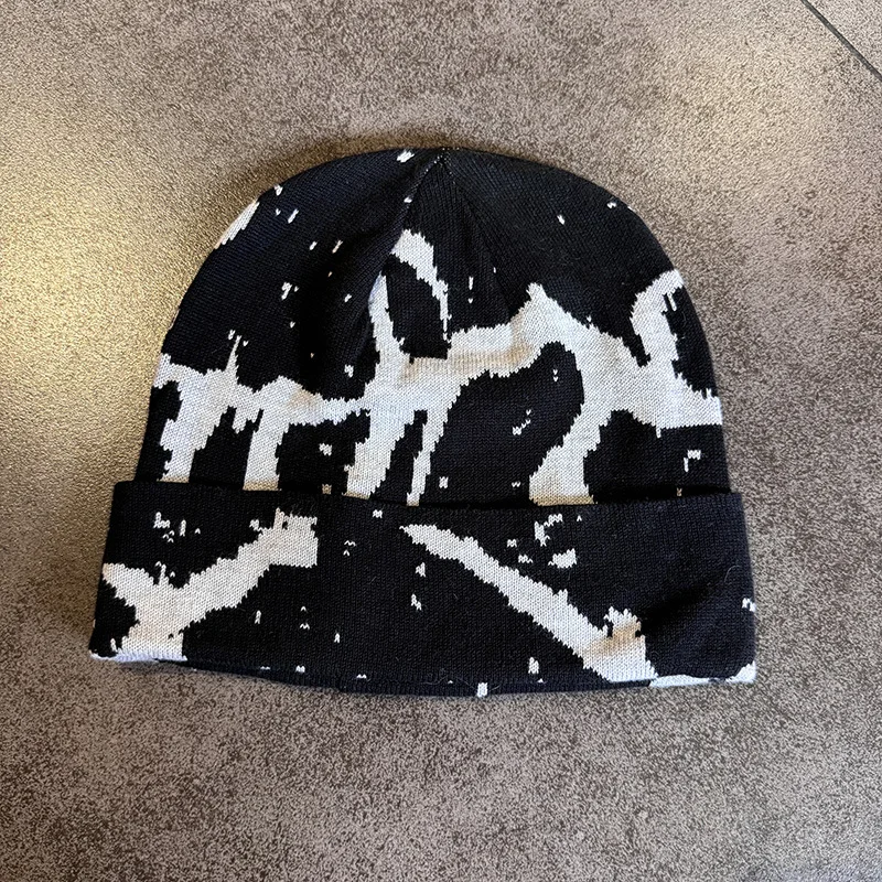 Y2K Print Knitted Hat Autumn And Winter Street New Unisex Warm Personal Versatile Fashion Niche Beanies