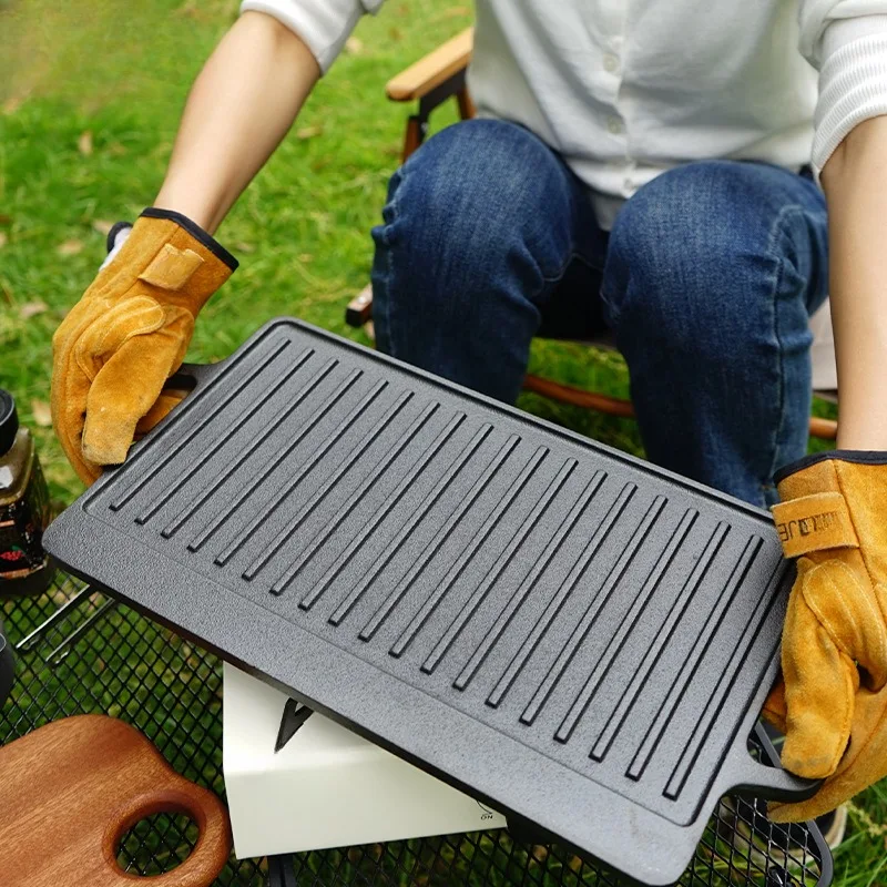 Outdoor Camping Barbecue Plate Korean Barbecue Plate Double-sided Teppanyaki Fried Steak Gas Induction Cooker Baking Tray