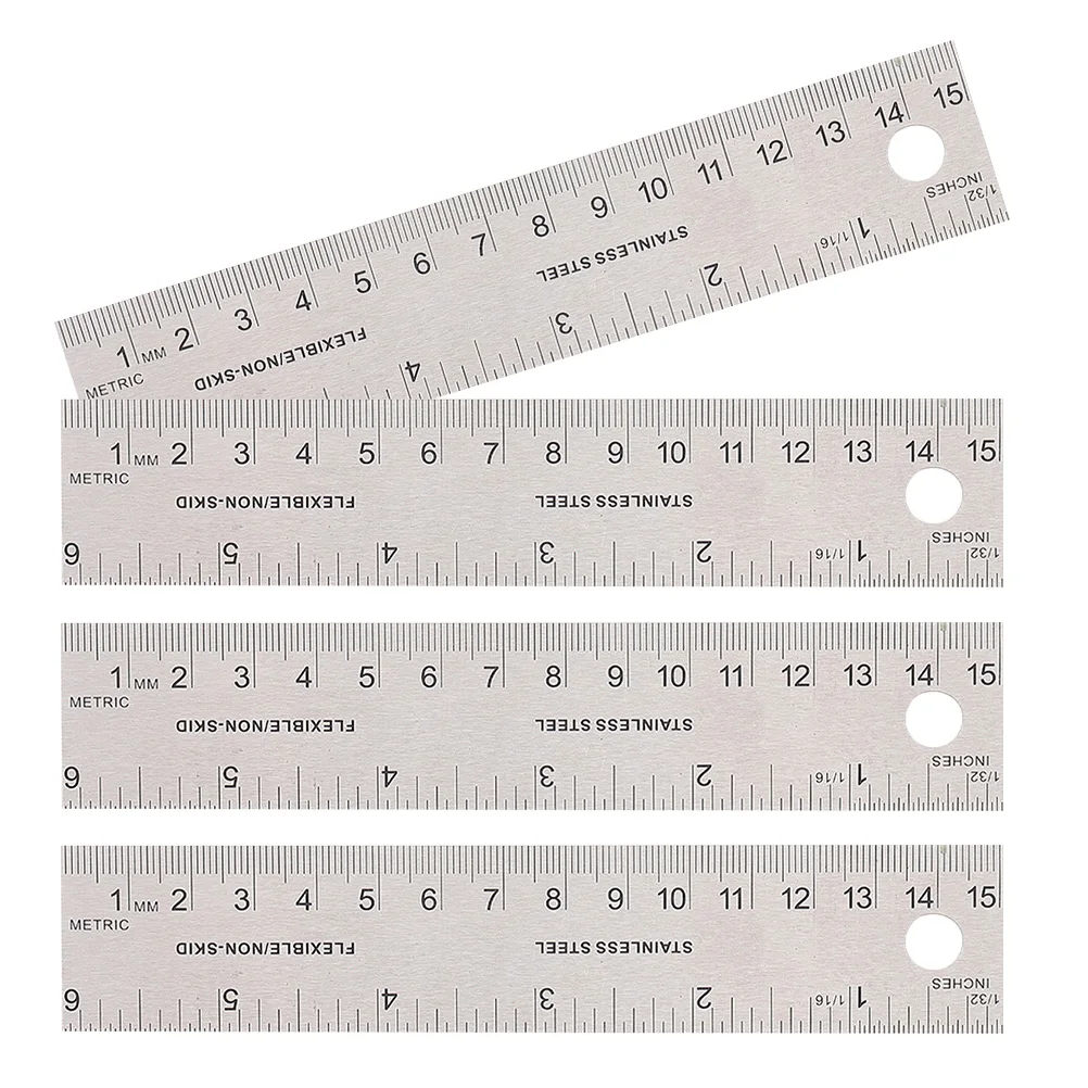 

4pcs 15cm Soft Cork Backing Ruler Set Stainless Steel Measuring Tool for Students Artists Engineers Portable