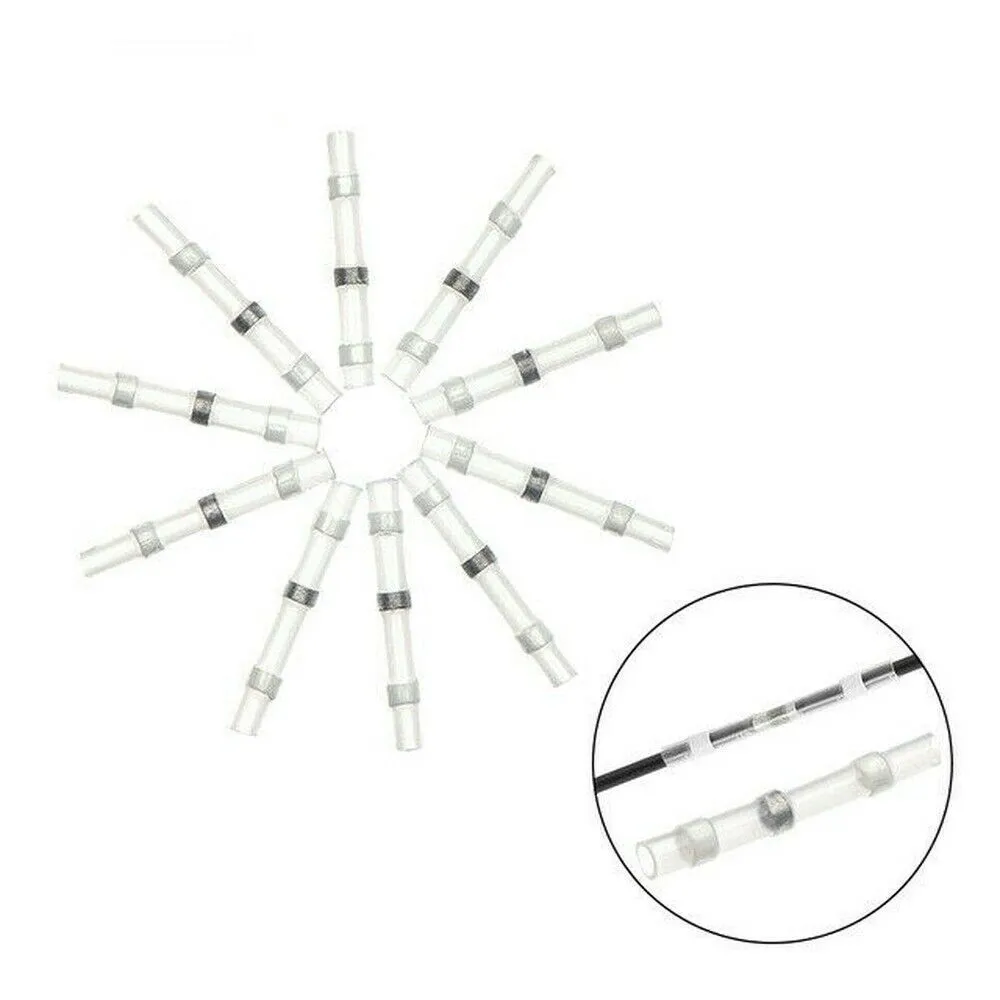 100Pcs Polyolefin Heat Shrink Butt Connectors with Integrated Solder and Sealing Function for Electrical Splices