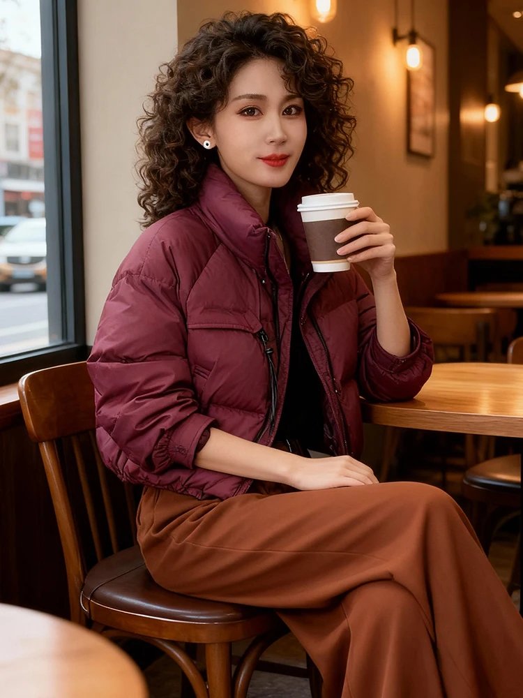 Hiver Thiened Fce doublé femmes vers le bas Jaet ort Sle trajet Version coréenne manteau chaud fermeture à glissière couleur