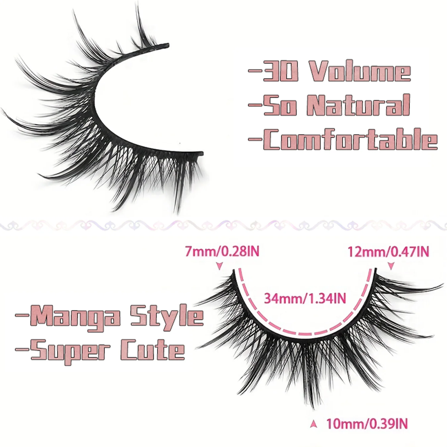 Natural Look False Eyelashes Anime Wispy Fluffy Spiky 3D Volume Eyelashes Pack Korean Japanese Asian Cosplay 7 Pairs