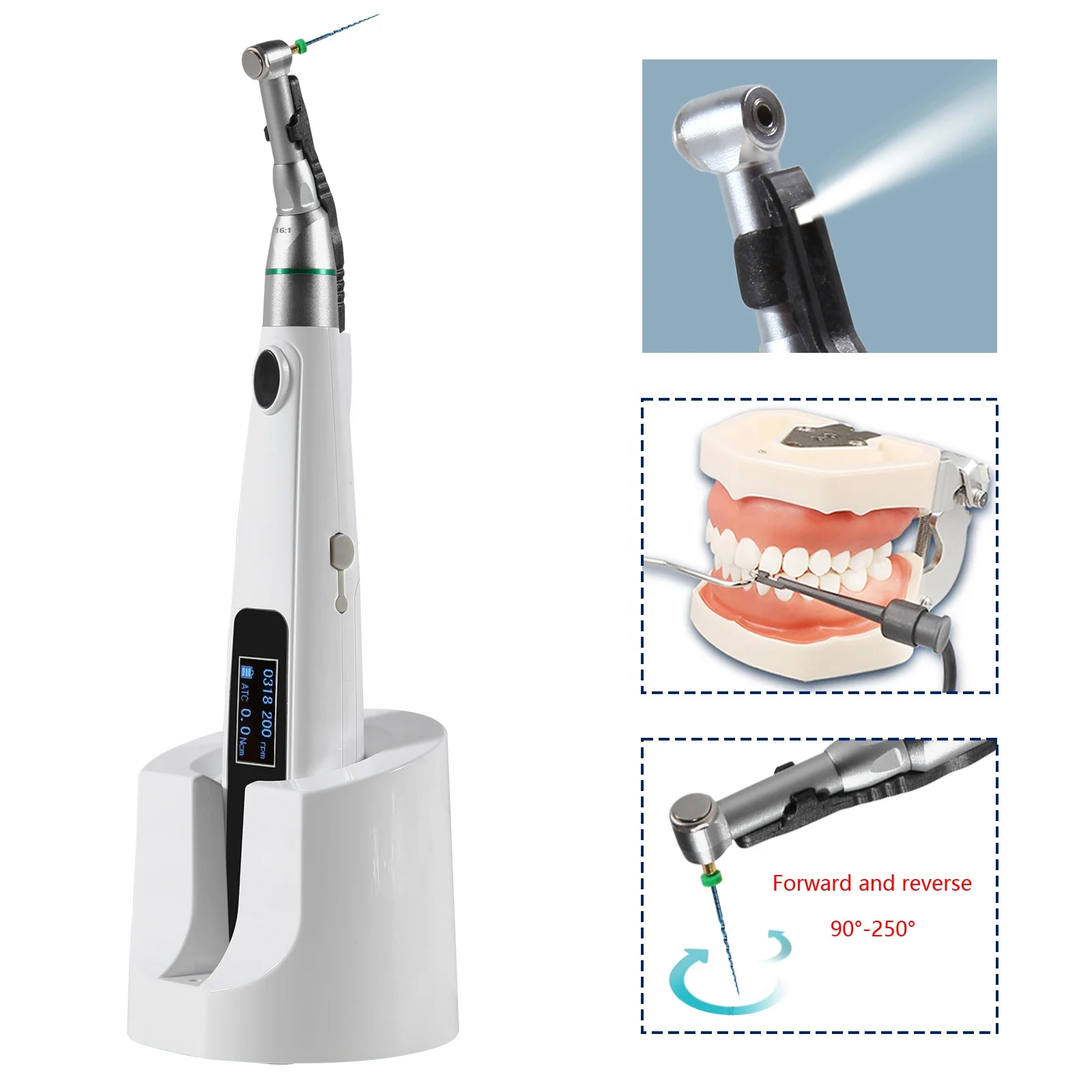 New Innovation!  den tal Endo Motor Endodontics Treatment LED Root Canal Handpiece 16:1 Ratio Built in Apex Locator 2in1 Cordles