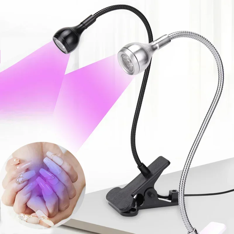 Led Ultraviolet Lights Clip-On Flexible Metal Tube UV Lamp USB Mini UV Gel Curing Light Desk Lamp Nail Dryer For DIY Nail Art