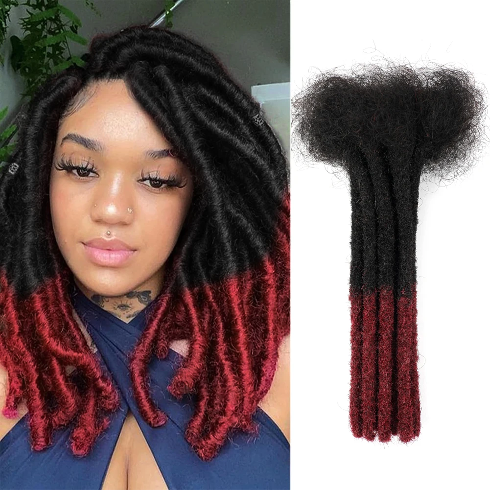 

T99J Dreadlocks Brazilian Virgin Human Hair 10 Strands Crochet Braid Hair Loc Extensions 0.6 cm Kinky Braiding Microlocks