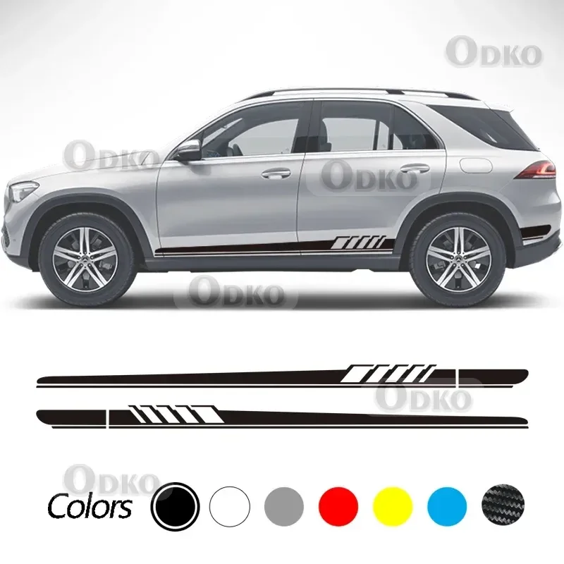 

Наклейка на боковую юбку автомобиля в полоску для Mercedes Benz GLE GLK ML Class AMG W164 W166 GLE350 GLE400 GLK350 ML350 Аксессуары