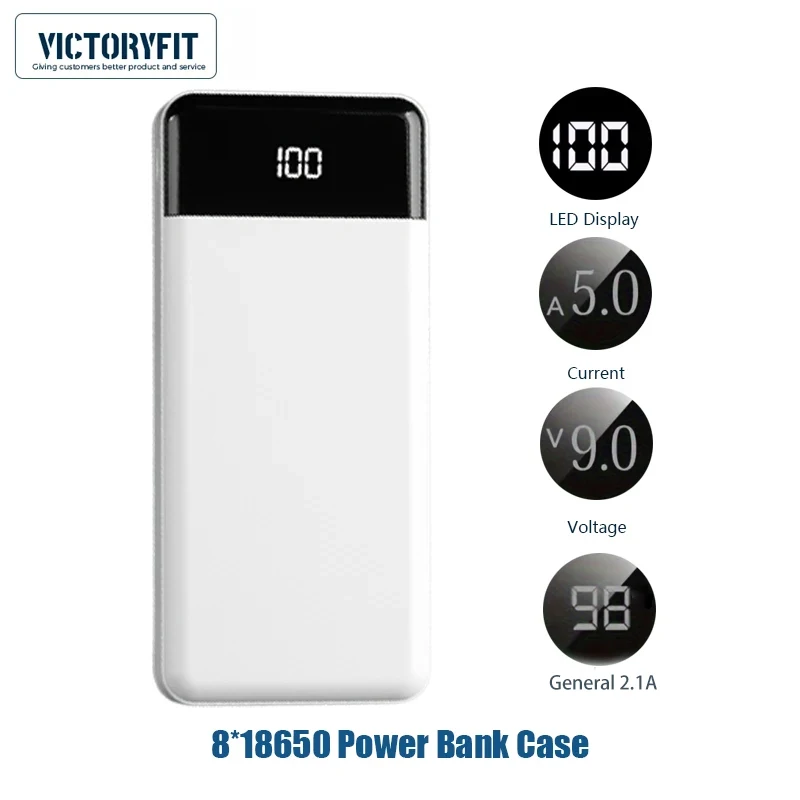 18650 Power Bank Case 20000mAh Dual USB Type C Battery Storage Box With LED Display Welding-free Power Holder For Mobile Phone