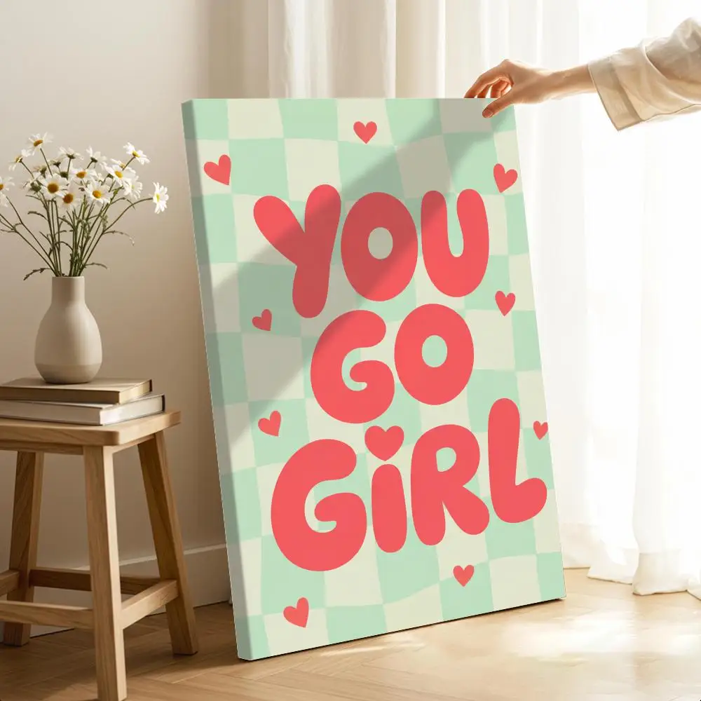 Yes Girls You Can Art Print Framed Wall Painting Ready to Hang Canvas Art Poster for Living Room Bedroom Home Decor Decals