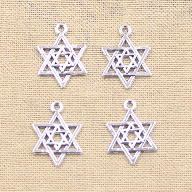 15pcs Charms Star Of David Shield 22x16mm Antique Making Pendant fit,Vintage Tibetan Bronze Silver color,DIY Handmade Jewelry