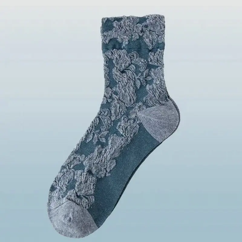 Chaussettes à tube moyen en coton à petites fleurs pour femmes, style rétro, chaussettes assorties pour femmes, haute qualité, 5/10 paires