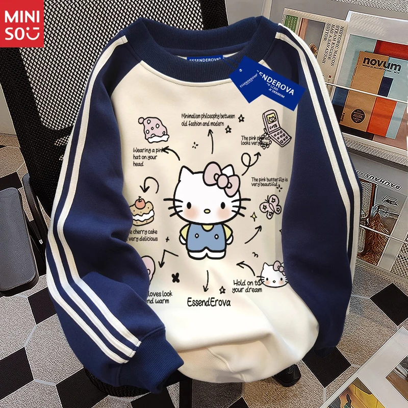 

Miniso American Hello Kitty Sweatshirt, 3-Stripe Colorblock Top, 2025 Women's Fall Hoodie
