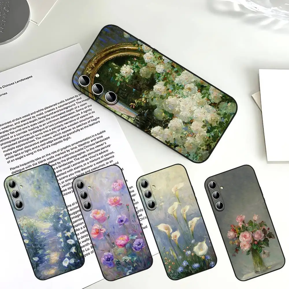 

O-Oil P-Painting F-Flowers Phone Case For Samsung Galaxy S25 S24 S23 S22 S21 FE Plus Ultra A13 A20 A32 A70 Black Cover