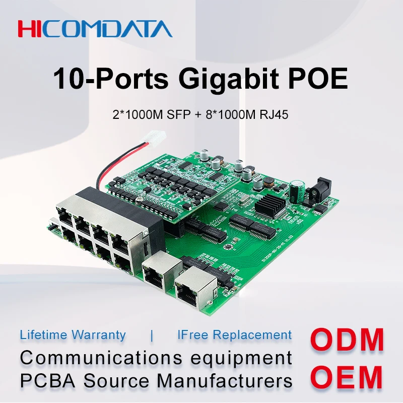 

Gigabit Ethernet POE switch, PCBA card, and 2 * 10/100/1000M RJ45 ports and 8 * 100/1000M PoE ports,