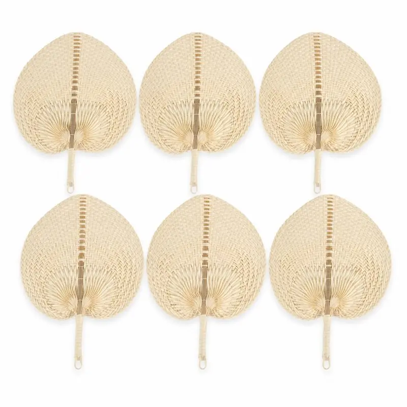 AC23-Natural Handmade Straw Fan Hand-Woven Palm Leaf Hand Woven Summer Cooling Mosquito Repellent Hand Fans Farmhouse Decor