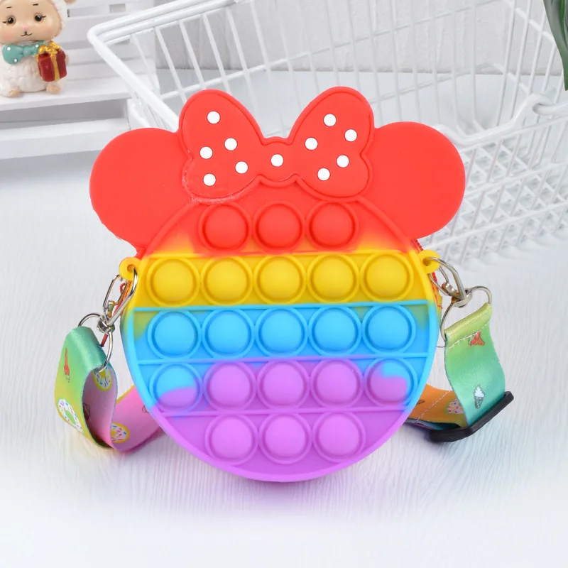 Monedero Pop Kawaii de silicona sensorial, bolsa de burbujas Pop, bolso cruzado, juguetes antiestrés, bolso para el autismo, monedero para niños
