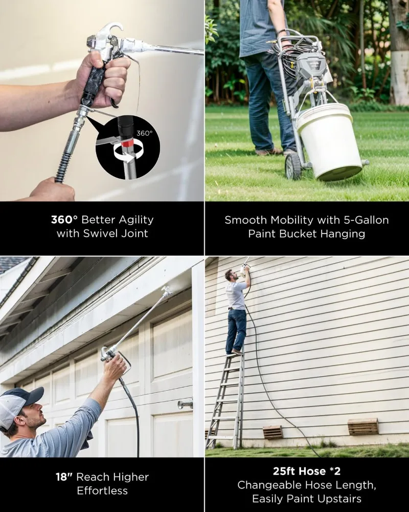 M3 Cart Airless Paint Sprayer,ที่มีประสิทธิภาพสูงบาง-ฟรี Minimal Overspray สําหรับสูงสุด 15 แกลลอน DIY Paintin