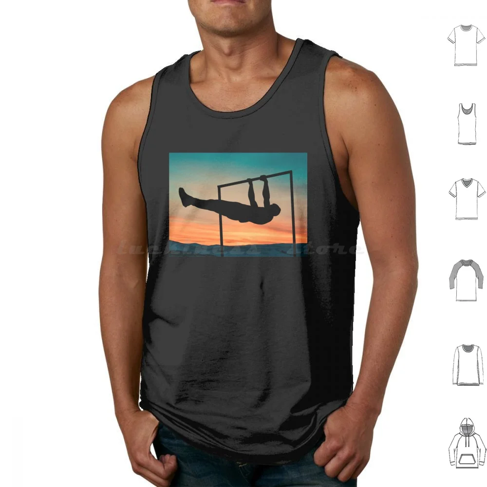 Calisthenics Sunset Tank Tops Print Cotton Calisthenics Street Workout Weight Workout Up Front Lever Planche Training