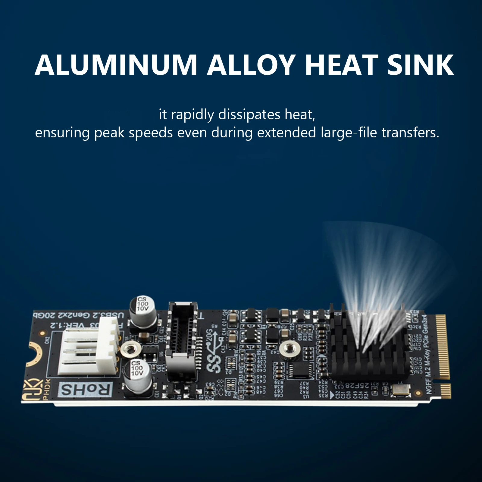 

Адаптер M.2 NVME MKEY на USB3.2, высокоскоростной, 20 Гбит/с, плата расширения для передней панели M2 M Key PCIe на USB3.2, чипсет ASM3242, для настольных ПК