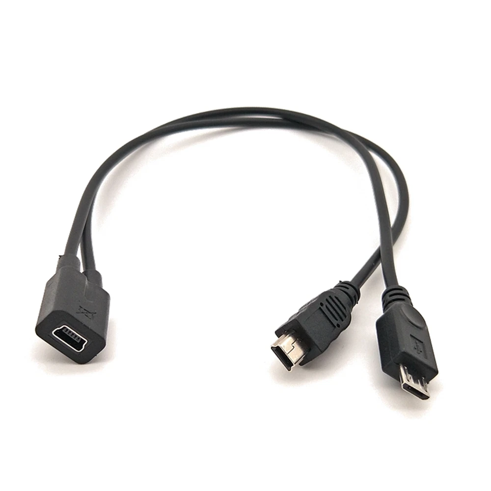 Mini USB 1 do 2 Y kabel splittera, USB 2.0 Mini 5-Pin kobiecy męski + Micro USB konwerter męski szybki kabel do ładowania