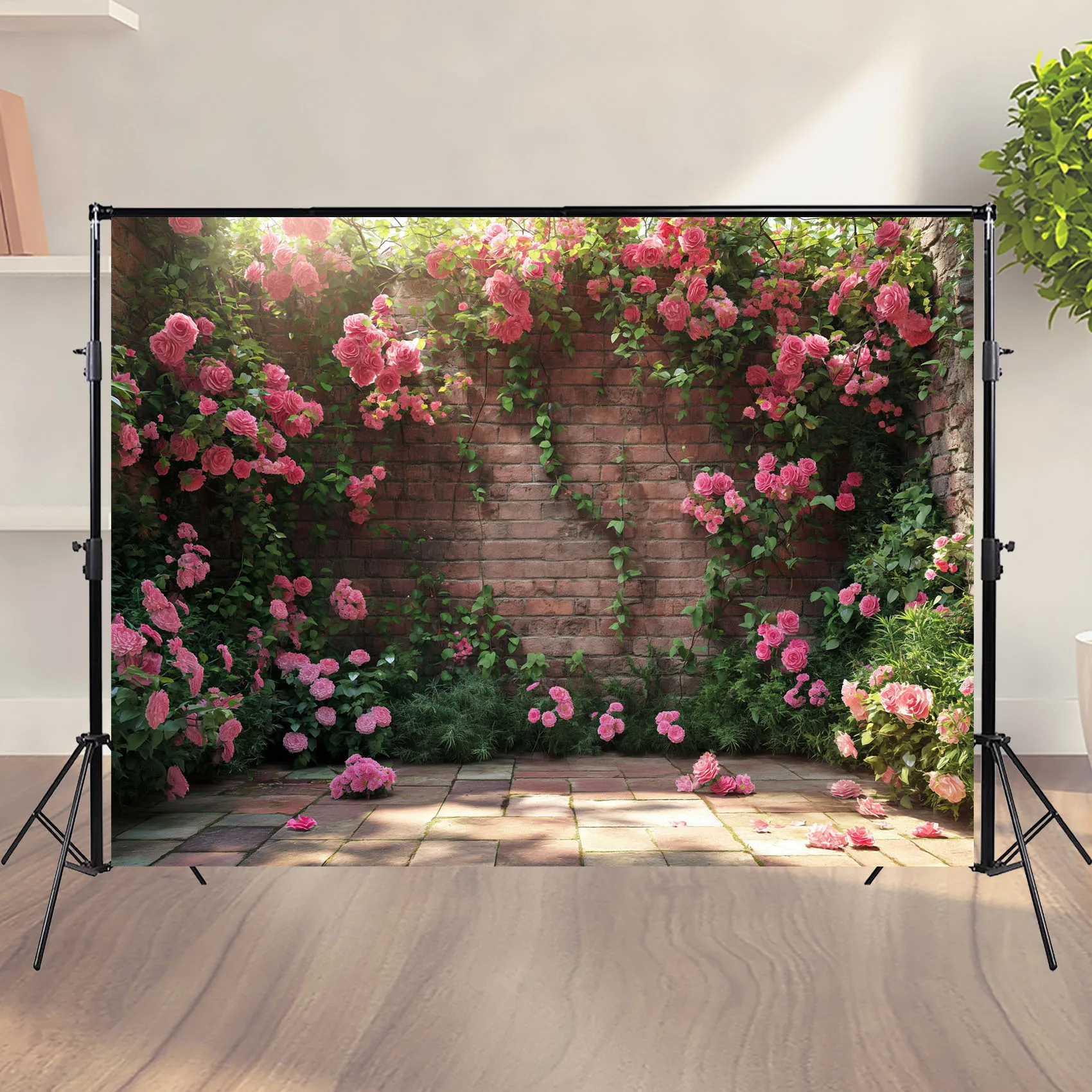 Fondo de fotografía Retro de primavera, telón de fondo para recién nacido, Baby Shower, cumpleaños, pastel, Smash, patrón de pared de flores rosas