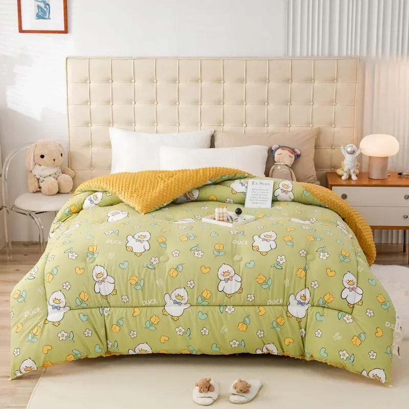 New Doudou Rong Quilt Winter Thickened Children's Dormitory Single Double Quilt Core Double sided Dual Use Winter Quilt