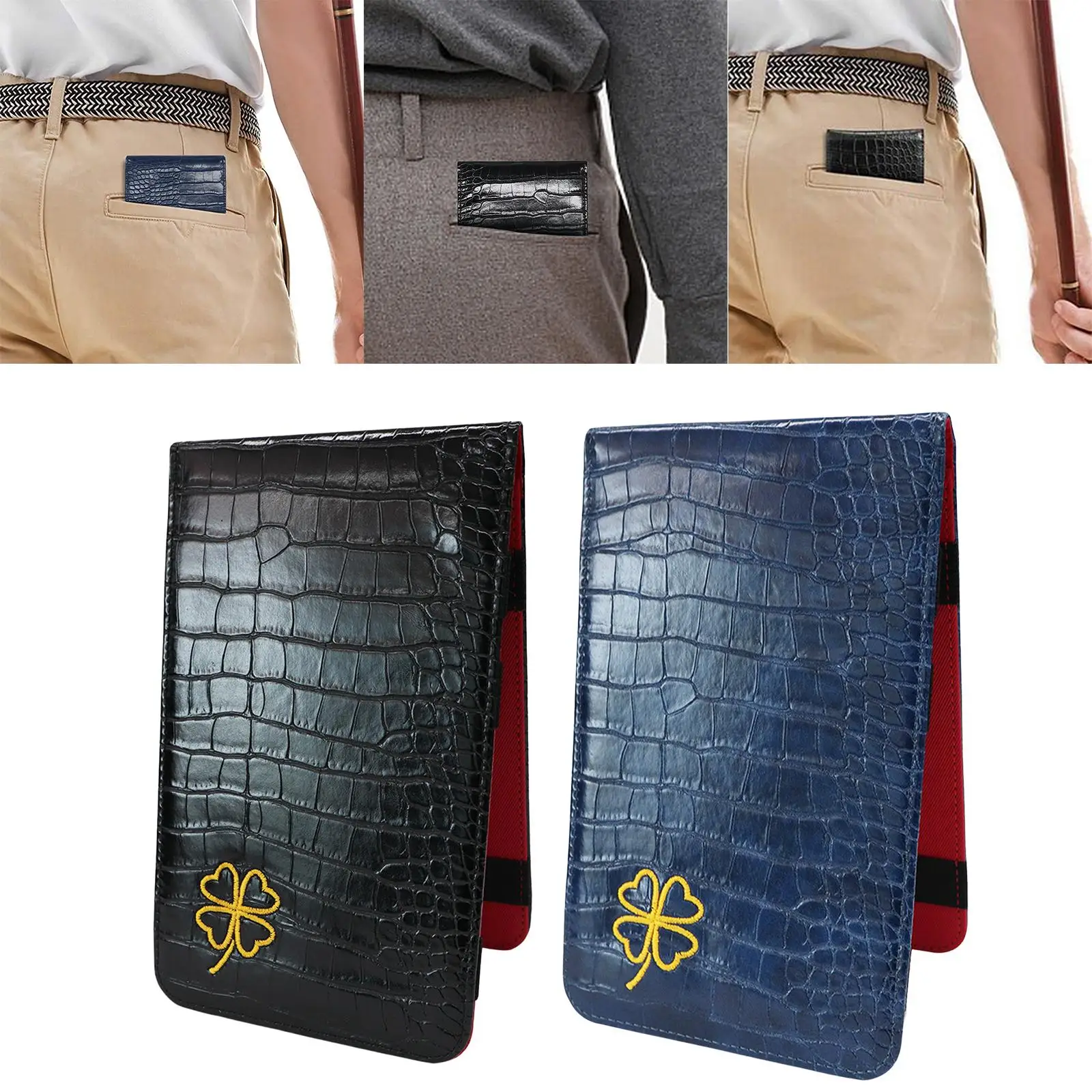 Yardage Book Cover Golf Score Cards Wallet with Pencil Loop with Elastic Bands Golf Scorecard Holder for Golfer Family Birthdays