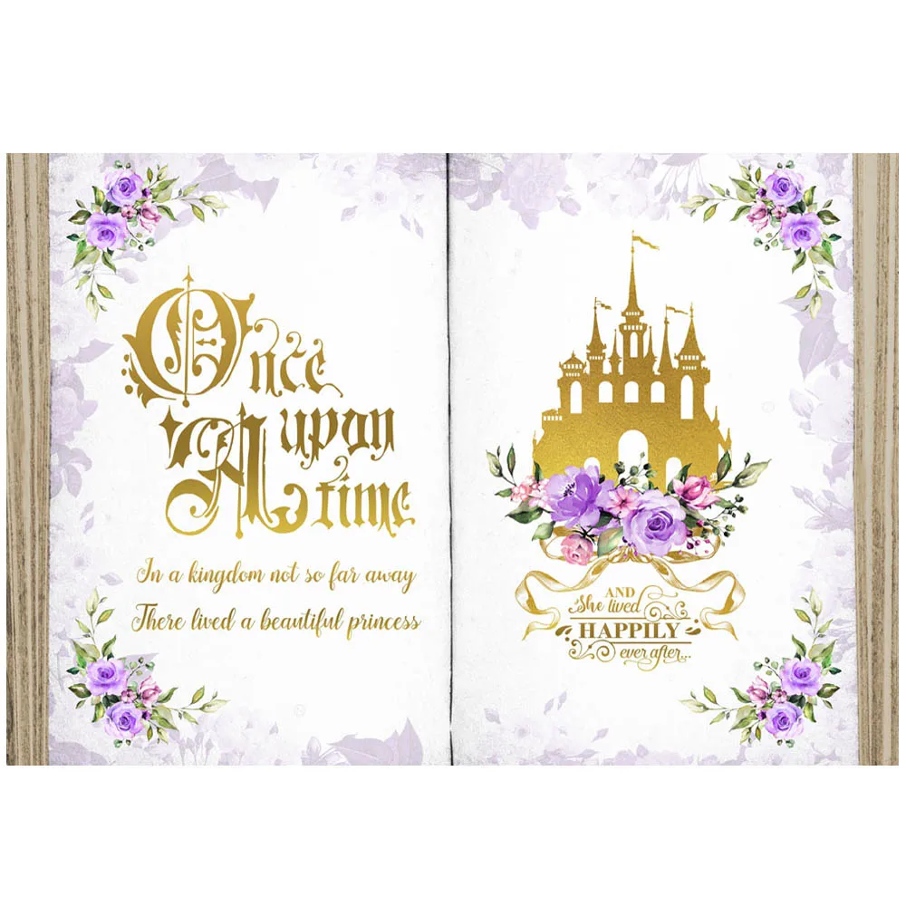 Mocsicka magiczna książka tło Baby Shower kiedyś dziewczyna wita imprezę wystrój złoty zamek fotografia w tle sesja zdjęciowa