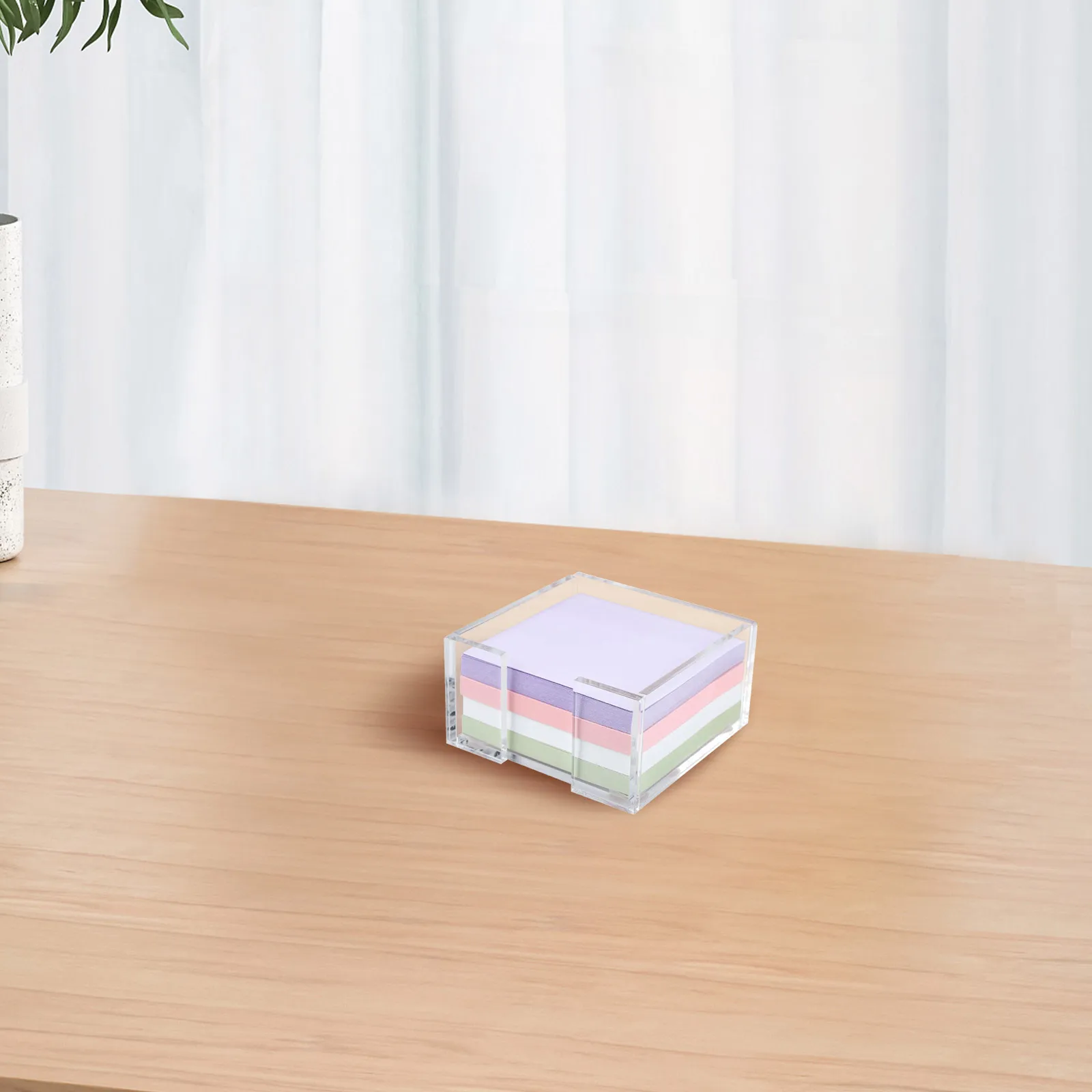 

Transparent Sticker Desk Paper Clip Dispenser Acrylic Memo Pads Holder Organizer for Office