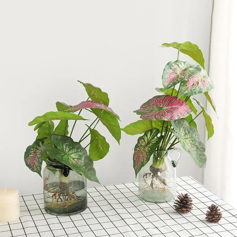 Simulação Decorativa Cor Plantas De Folha De Araruta, Flor Falsa, Decoração De Mesa De Jantar Em Casa, Folhas De Plantas Verdes Artificiais