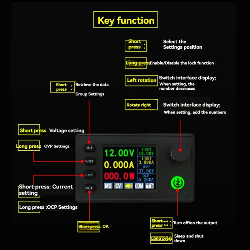 FEDI-وحدة إمداد طاقة تنظيمية قابلة للتعديل SK150C ZK-U2T 1.8 بوصة شاشة ملونة CNC رفع الجهد تيار مستمر 7-36 فولت 8A 150 واط #6