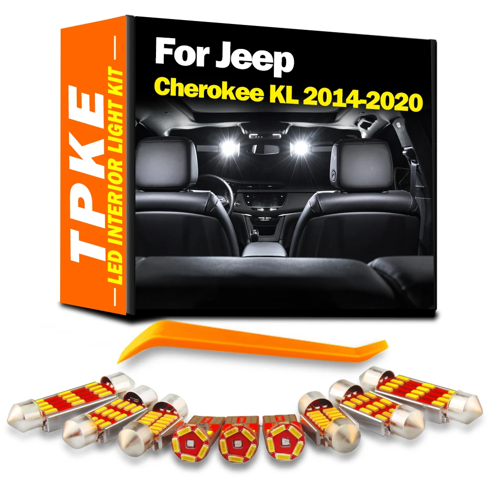 

TPKE 15Pcs Canbus For Jeep Cherokee KL 2014 2015 2016 2017 2018 2019 2020 Accessories LED Interior Map Light Kit Reading Bulbs