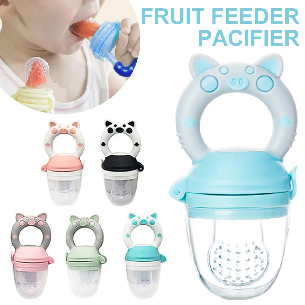 Baby Pacifier Fruits and Vegetables Bite Bag Newborn Baby Pig Le Molar Stick To Eat Fruit Consisting Silicone Tooth Gum Pacifier