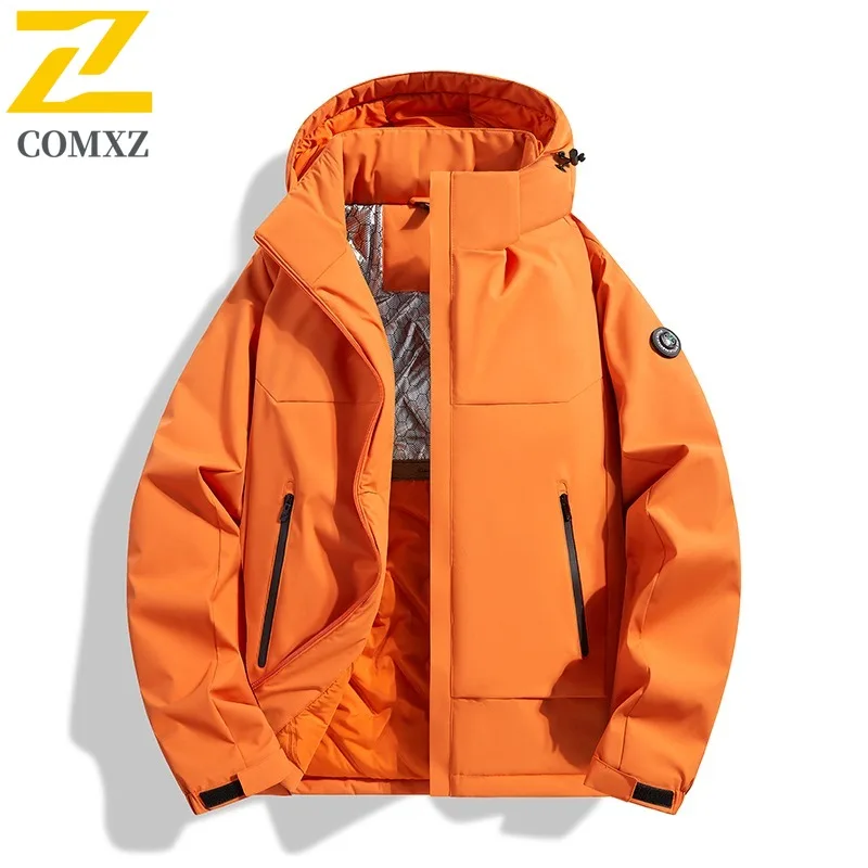 

COMXZ 2025 Men Women Couple Dopamine Color Waterproof Windproof Fleece Lined Thick Winter Mountain Jacket Unisex Coat