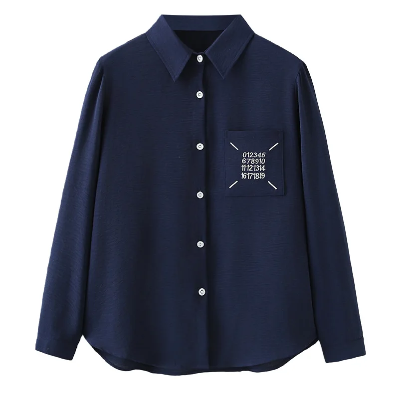 XXXXL Mode Übergröße Damenkleidung Blusen Eisseide Langarm-Hemd 2026 Frühling Besticktes Oberteil 1213