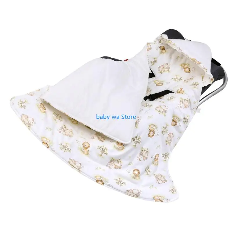 بطانية مقعد سيارة للأطفال مزدوجة الجوانب، قماط ناعمة قابلة للتنفس للاستخدام في الفصول الأربعة 4XBD #3