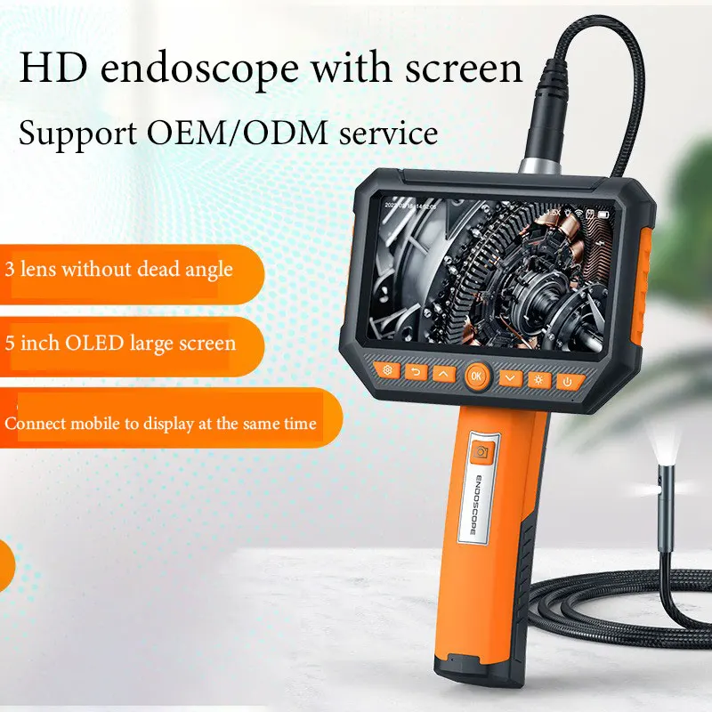 Dual Display Endoscope Camera 3 Lens Camera Endoscopique 200W HD Industrial Endoscope 360 Degree Rotary Endoskop Endoskop Kamera