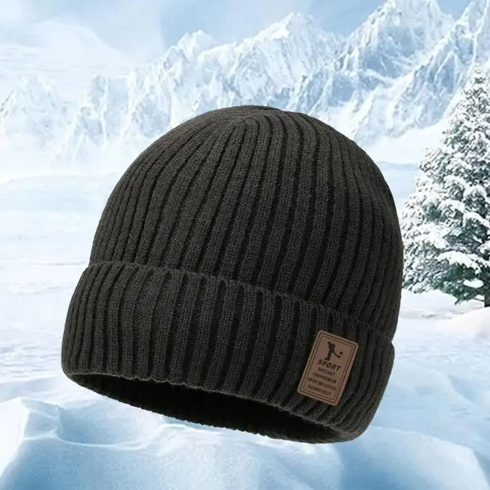 Winter Soft Knitted Hat Fleece-Lined Warm Beanies Hat Thick Windproof Earmuffs Cap Outdoor