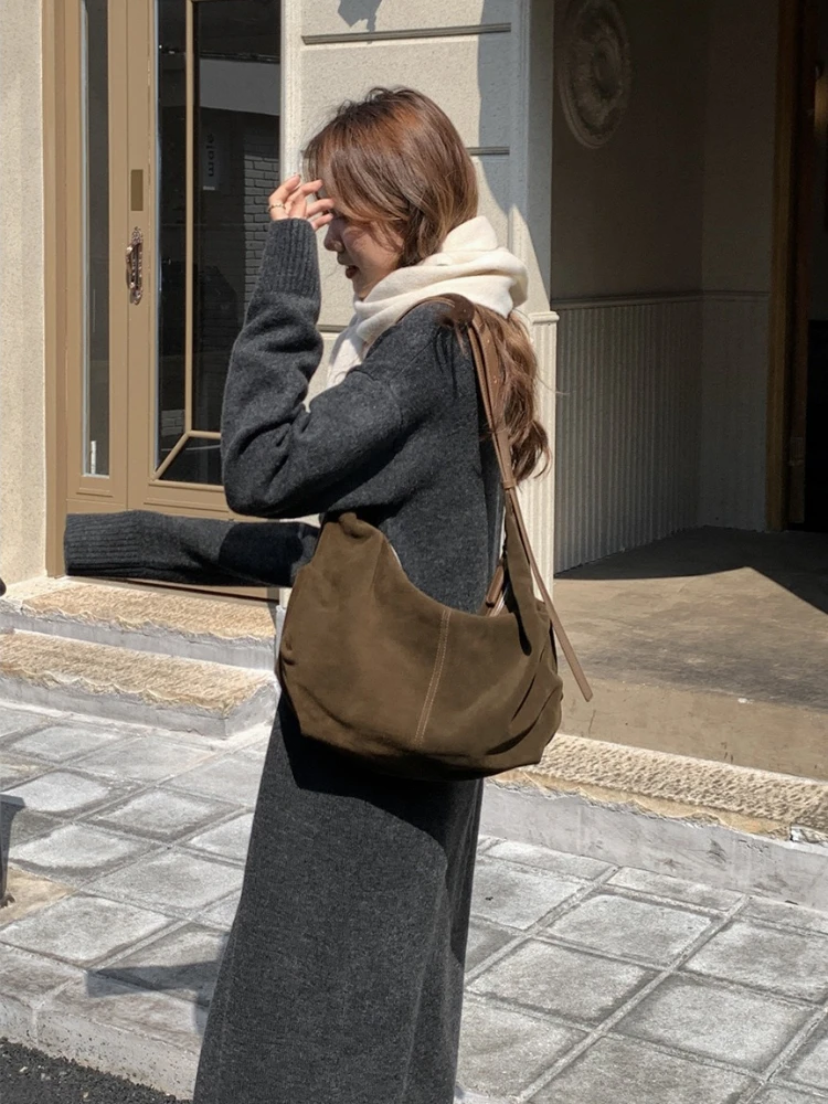 Robe longue tricotée à revers pour femme, manches longues, couleur unie, décontractée, épaisse, chaude, ample, pull, nouvelle collection automne hiver